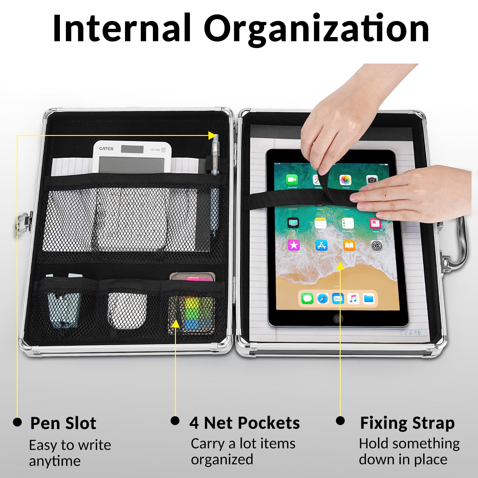 Sooez Key Lock Clipboard Storage Box, Heavy Duty Clipboard with Storage, Metal Locking with Handle, Lock Box Maximum Security - Holds Letter Size Paper, 12.6 x 9.6 inch