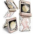 i-Blason Cosmo for Samsung Galaxy Z Flip 5 Case [Hinge Protection] [Built-in Front Screen Protector] [Support Wireless Charging] Slim Stylish Protective Phone Case for Galaxy Z Flip 5 (Marble)