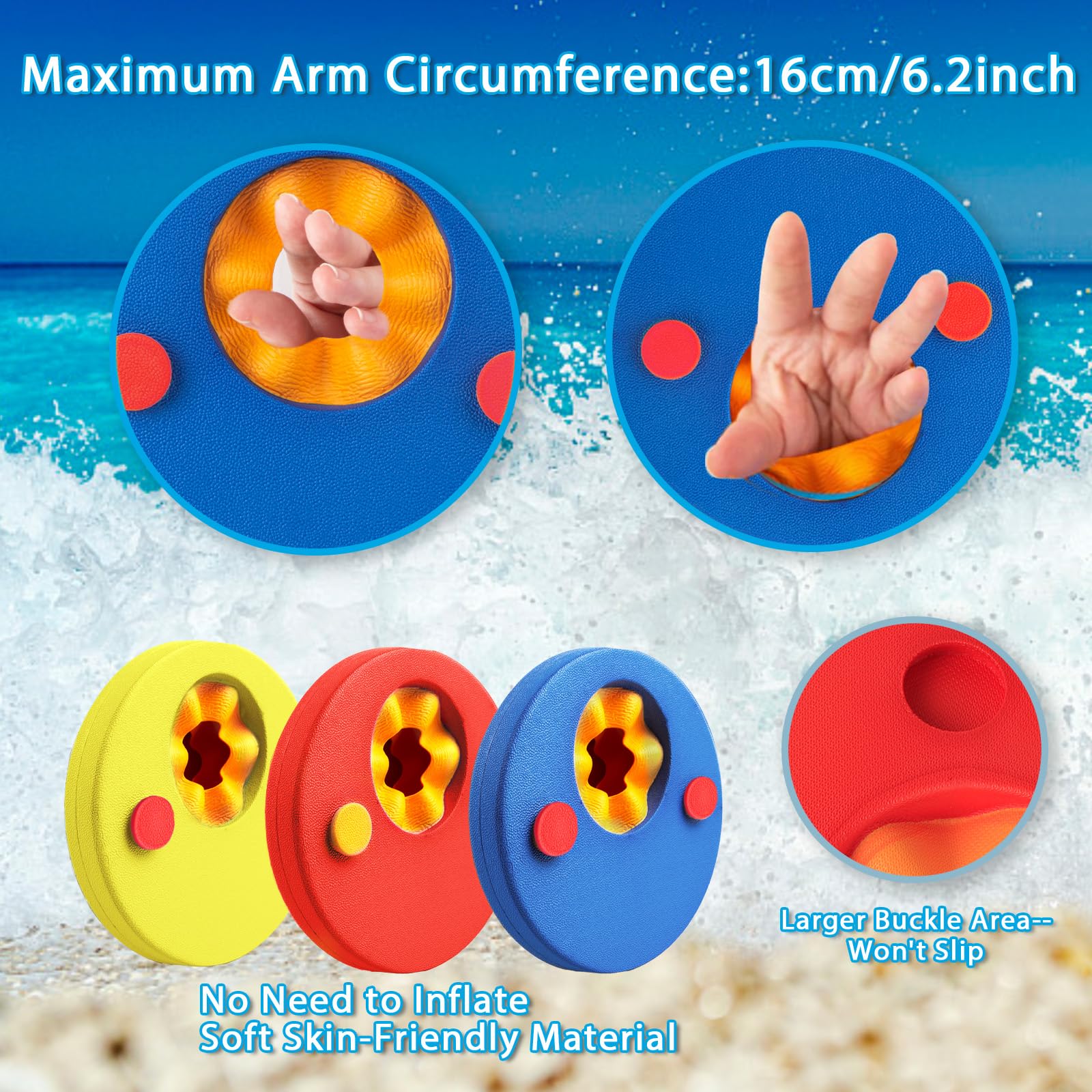 Schwimmscheiben für Kinder 6Pcs Schwimmen Float Discs mit Aufbewahrungstasche Arm Schwimmplatte Eva Rund Delphin Schwimmscheiben Geeignet für Mädchen Junge im Alter von 3-6 Jahren Schwimmen zu Lernen 3