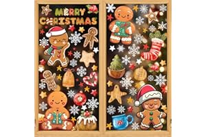 NEZFOR Christmas Window Decoration, Santa Claus Snowflake Stickers, Stars, Decorations, Glass Doors, Holiday Winter Decorations, Christmas Window Decoration Set of 6 Sheets 11.8 * 11.4in