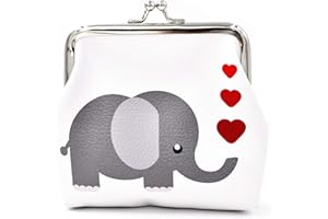 Nodykka Pu Leather Coin Purse Cute Animal Elephant Wallet Bag Change Pouch Gifts for Women Kids Girls Key Holder