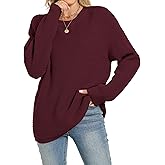 OULESIS Womens 2025 Fall Sweaters Long Sleeve Chunky Knit Pullover Sweater Casual Crew Neck Oversized Sweaters