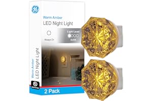 GE Jewel LED Night Light, Plug-in, Always on, Amber, UL-Certified, Energy Efficient, Ideal Nightlight for Bedroom, Bathroom, Nursery, Hallway, Kitchen, 11286, 2 Pack