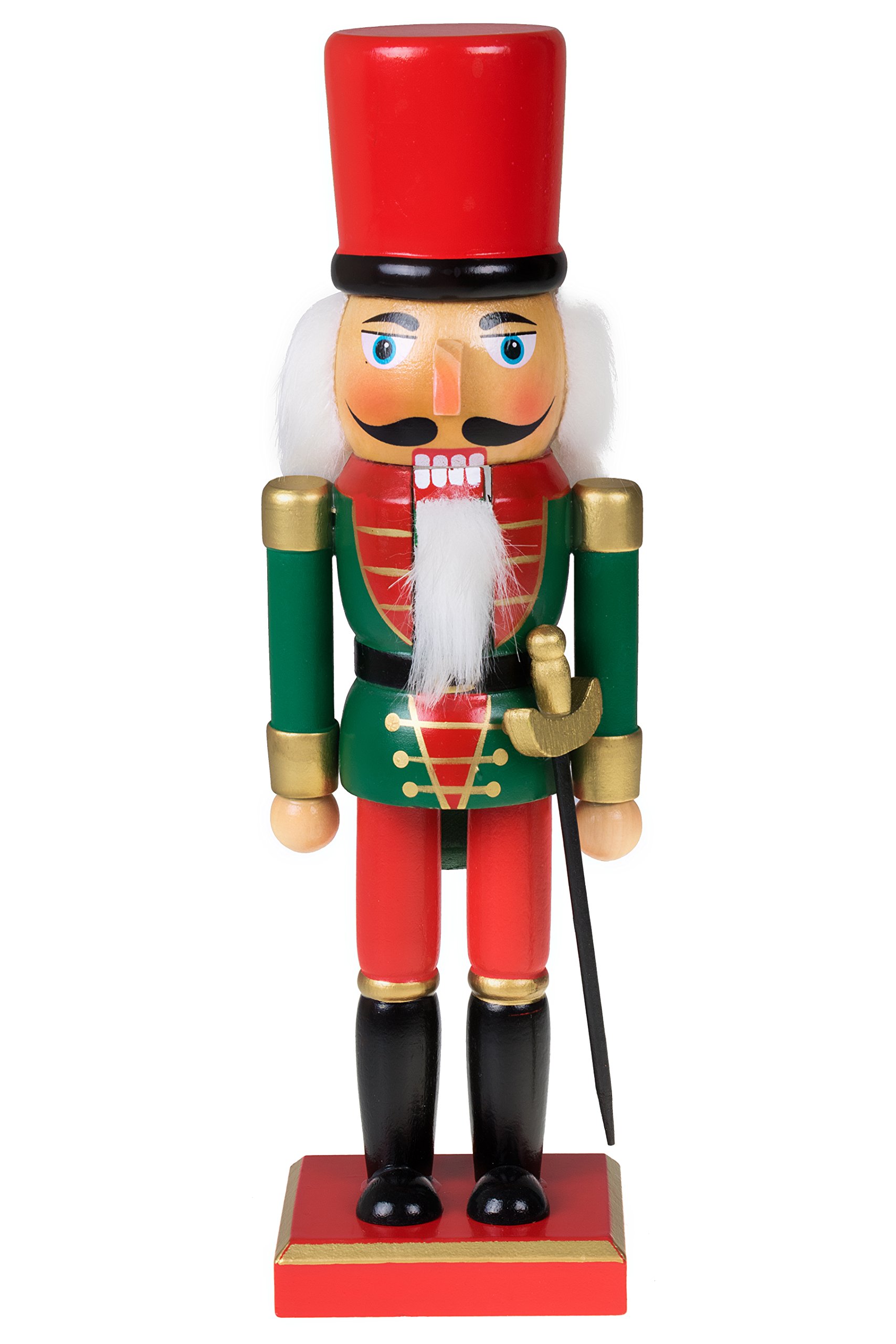 Traditional Christmas Green and Red Soldier Nutcracker | Soldier Outfit with Sword | Festive Christmas Decor | 10" Tall Perfect for Shelves and Tables