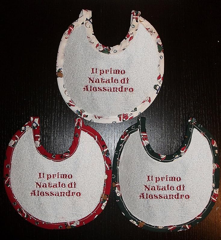 Frasi Primo Natale Neonato.Crociedelizie Bavaglino Bavetta Neonato Natalizia Primo Natale Di Ricamo Nome Personalizzato Amazon It Handmade
