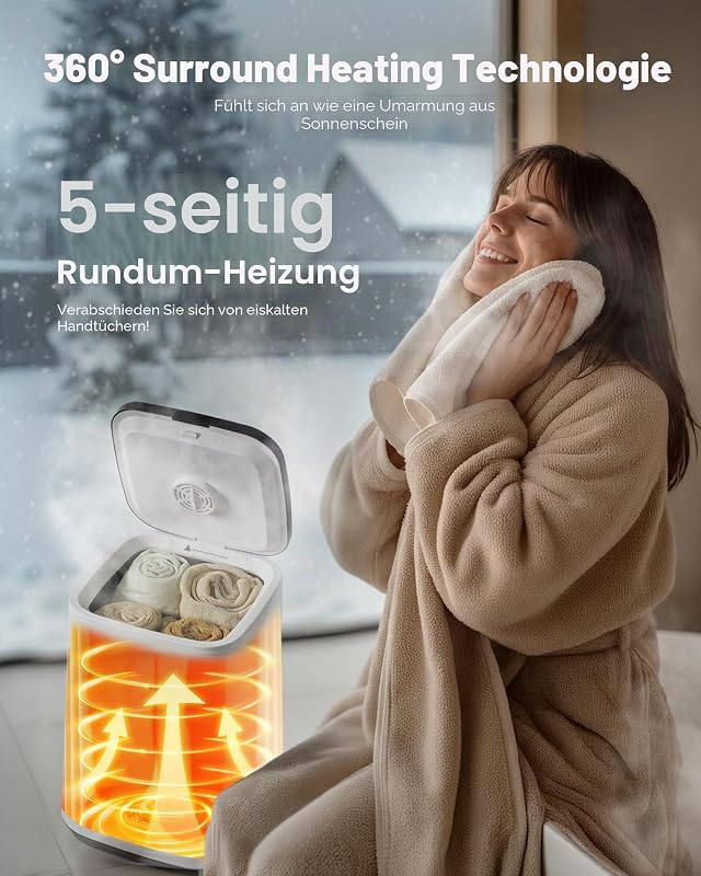 20 L Handtuchwärmer mit LED-Bildschirm und U-förmiger Kontrollleuchte, Handtuch Wärmegerät mit einstellbarem Timer für Badezimmer, Bademantel, Decke und Pyjama, automatische Abschaltung, weiß