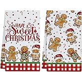 Cylanta Christmas Kitchen Towels Dish Towels Set of 2, 18x26 Inch Xmas Gingerbread Have A Sweet Christmas Hand Towels Seasonal Winter Decoration
