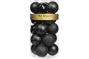 KI Store 20pcs Christmas Ball Ornaments Black 3.15-Inch Shatterproof Christmas Tree Decorations for Xmas Holiday Decor, Tree 