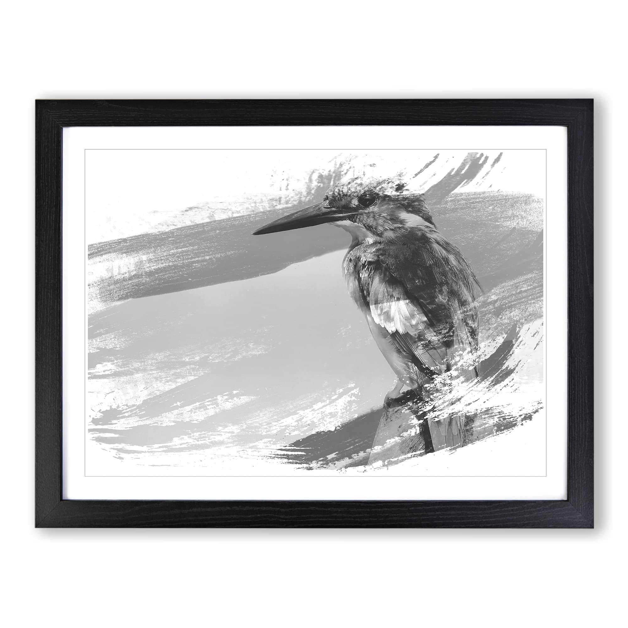 Striking Kingfisher Bird V1 Modern Framed Print | A4 Black Framed Wall Art | Ready to Hang | Modern Nature Picture | Living Room Bedroom Lounge Office
