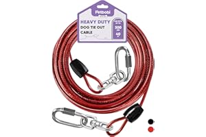 Petbobi Heavy-Duty Dog Tie-Out Cable - 40FT Extra Strong Wire Cable for Large Pets Up to 300Lbs, Rust Proof Dogs Leash with C
