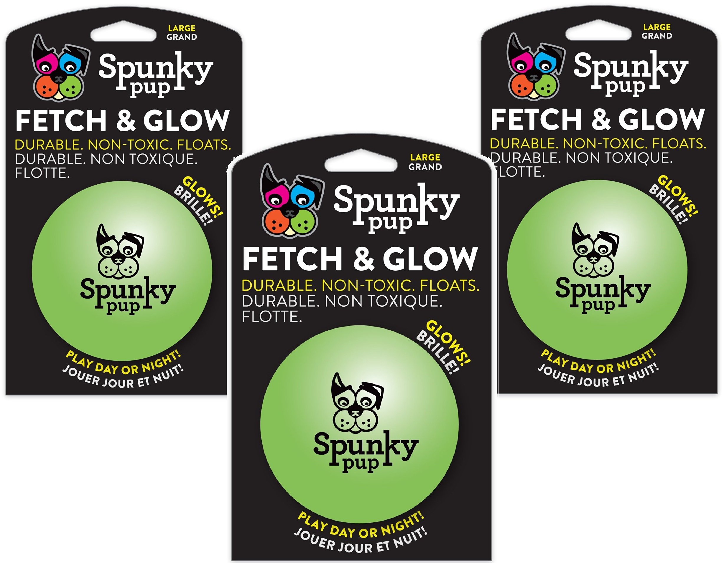 Photo 1 of (3 Pack) Spunky Pup Fetch and Glow Ball - Large [Colors Vary]