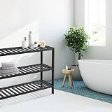KEPLIN Natural Bamboo Shoe Rack 3 Tier 70x55x25cm Black view 2