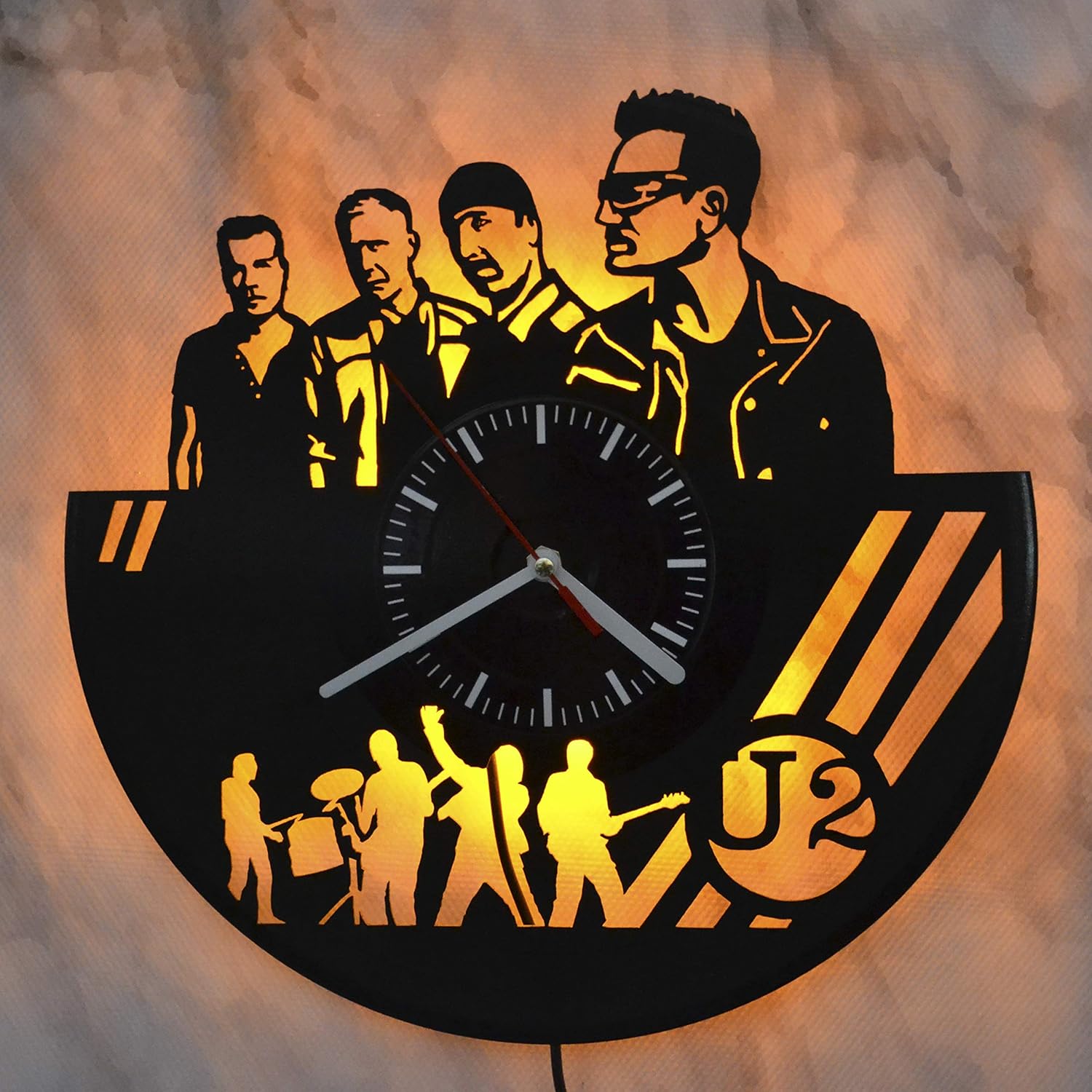 U2 Greatest Hits U2 Fan Art Led Light Vinyl Clock Original Home Wall Decor Wall
