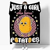 Just A Girl Who Loves Potatoes Blanket Gift for Girl Women Blanket Super Soft Cozy Warm Throw for Couch Bed Sofa Office Decor All Season 50 * 40" S for Kid