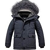 ZSHOW Boys' Hooded Winter Coat Warm Waterproof Puffer Jacket Thick Fleece Parka