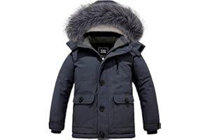 ZSHOW Boys' Hooded Winter Coat Warm Waterproof Puffer Jacket Thick Fleece Parka