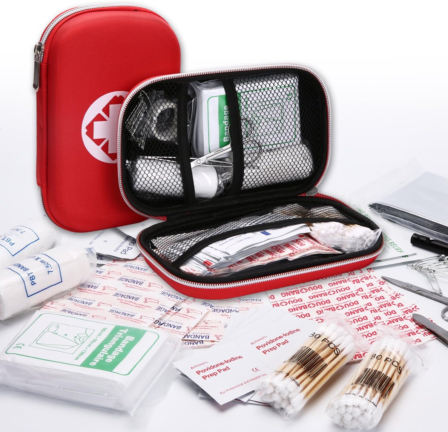 First Aid Kit,Fioker186 Piece Small Waterproof Portable Red Cross Essential Injuries Medical & Emergency equipment case For Home,Outdoors,Car,Camping,Workplace,Hiking,Survival,Sports And Traveling