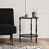 GIUSDOLA Accent Wood End Table, 2-Tier Round Bedside Table, Natural Side Table Nightstand for Family, Bedroom, Living Room, H