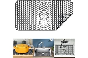 Kitchen Sink Mats Can be Sheared, JIUBAR 29.5"X15" sink protectors for kitchen sink with Rear Drain or Center Drain for Bottom of Farmhouse Stainless Steel Porcelain Sink.(Black)