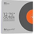 Acoustify Premium Acid-Free Anti-Static Vinyl Record Outer Sleeves, 50-Pack - Crystal Clear True 3 Mil, 12.75" x 12.75" for S