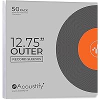 Acoustify Premium Acid-Free Anti-Static Vinyl Record Outer Sleeves, 50-Pack - Crystal Clear True 3 Mil, 12.75" x 12.75" for S