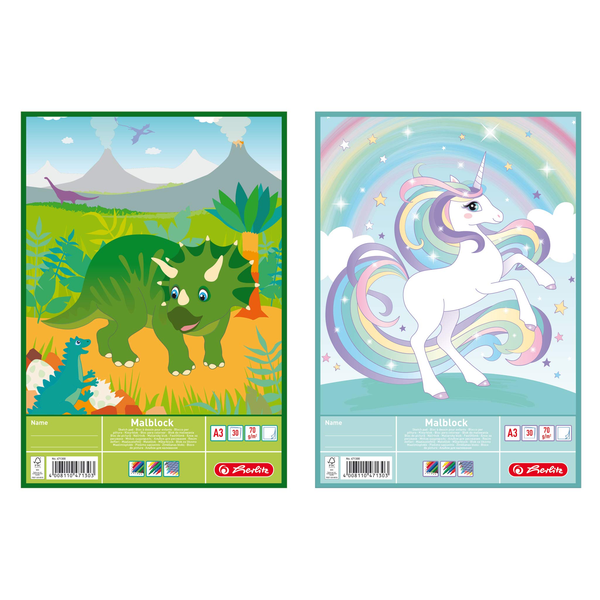 Herlitz Malblock A3 Comic Wood-Free Paper 70 g/m², 30 Sheets, White