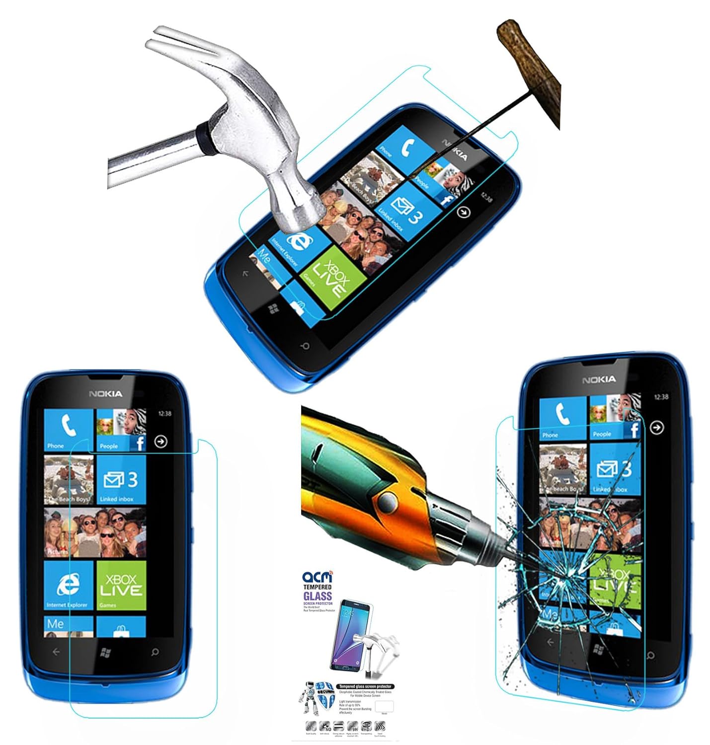 ACM Tempered Glass Screenguard Compatible with Nokia Lumia 610 Mobile