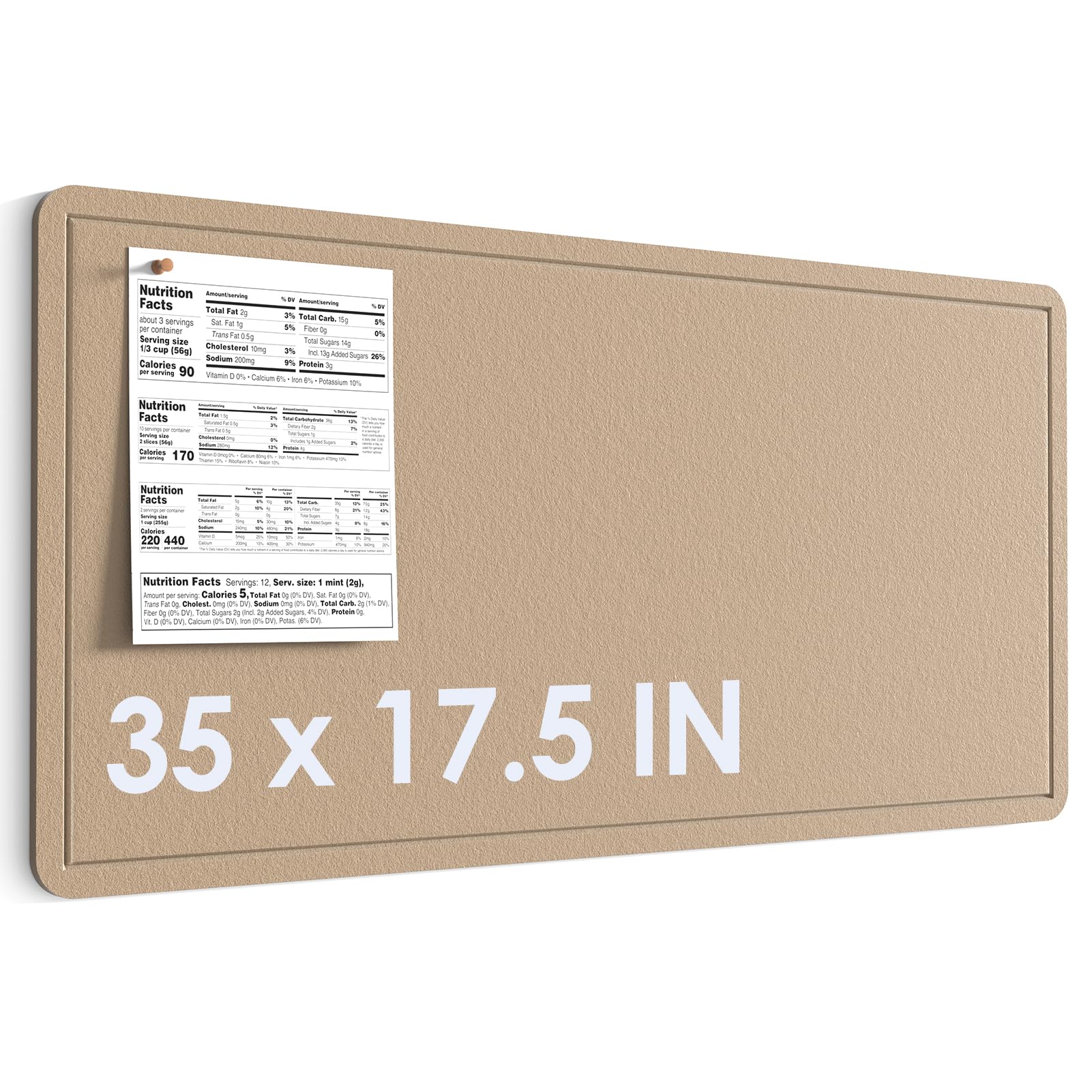 Photo 1 of MaxGear Bulletin Board 35" x 17.5", Foldable Small Felt Board Vision Board Supplies, Cork Board for Office, Home, School, Pin Boards for Walls Decorative Picture Framed Display Board Beige Brown