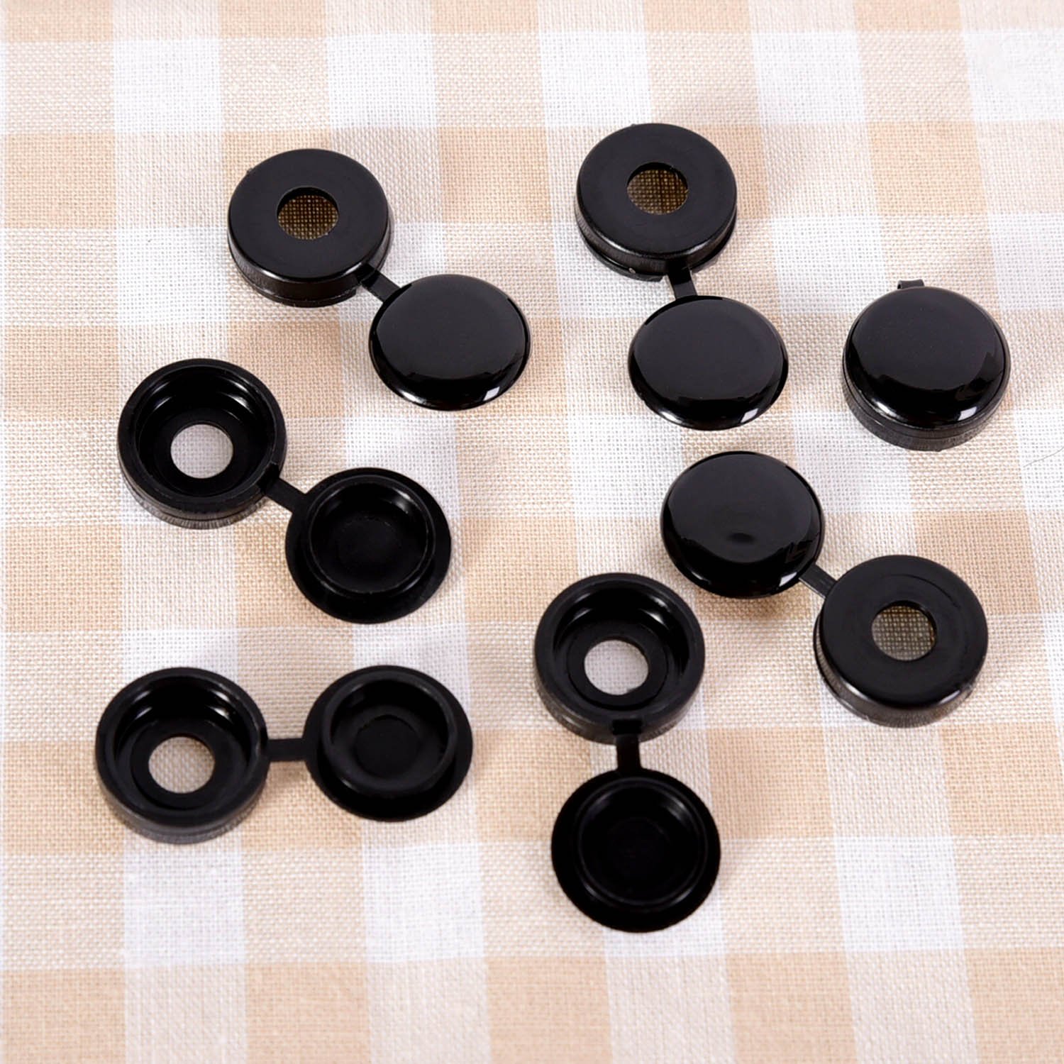 60 Pieces Black Screw Covers Plastic Screw Caps with Storage Box for