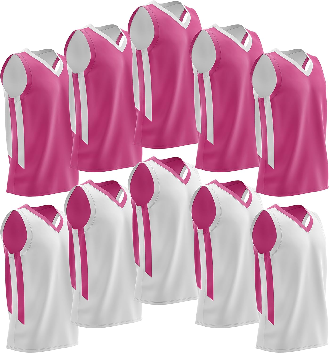 Liberty Imports 10 Pack - Reversible Men's Mesh Performance Athletic Basketball Jerseys - Adult Team Sports Bulk (Pink/White): Clothing