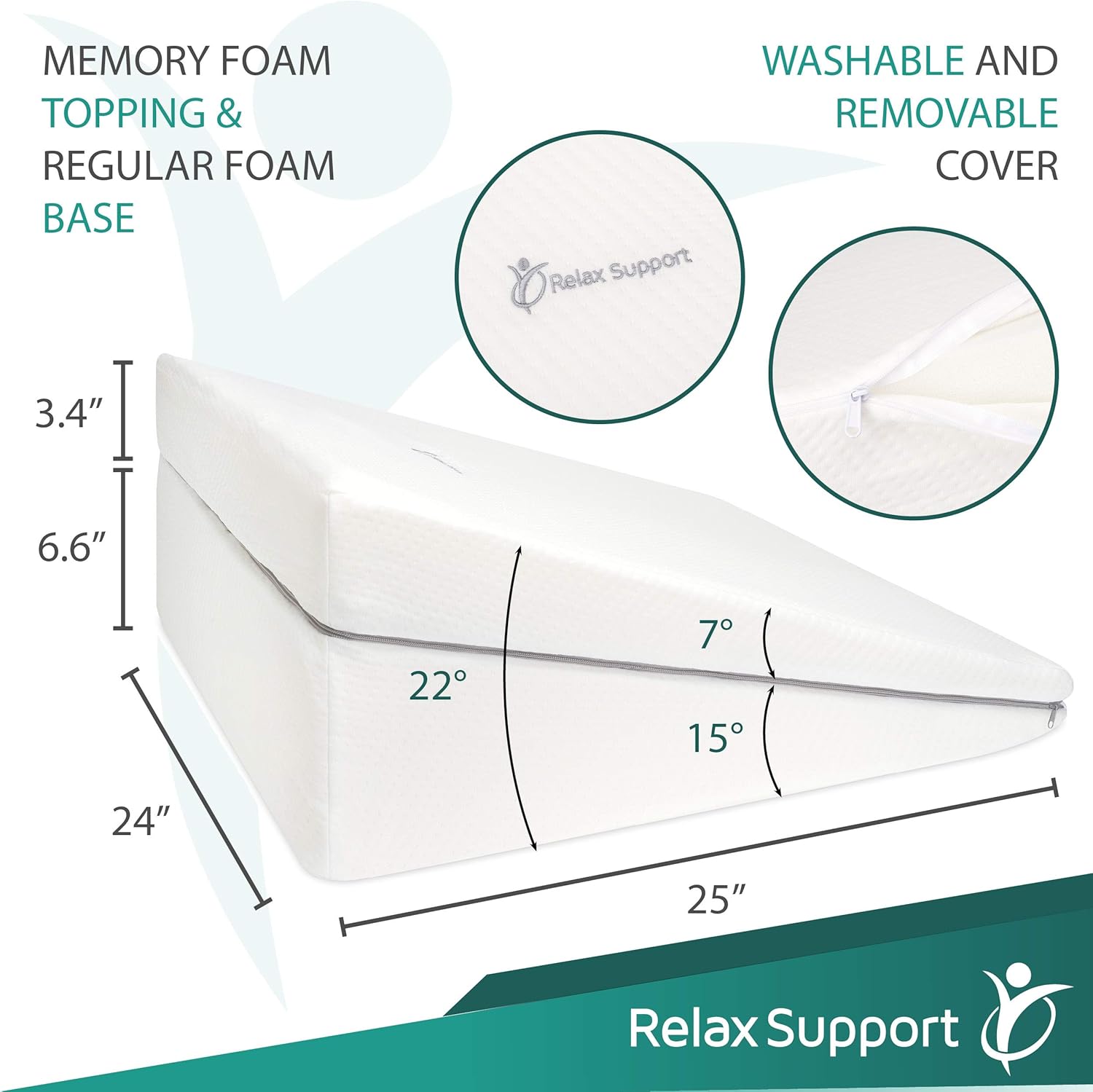 Back Support Pillow - Wedge Pillow RS10 by Relax Support - Neck and Lumbar Pain Relief Only Wedge Pillow w/Strategic Elevation 3-in-1 Technology to Give You The Angle of Support You Need: Health & Personal Care