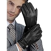 GSG leather gloves for men Sheepskin Classic Driving Gloves Winter Touchscreen Wool Lined Warm Gloves
