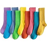 MINI PANDA Girls Socks - 9 Pairs Long Socks for Little Girls