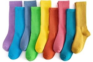 MINI PANDA Girls Socks - 9 Pairs Long Socks for Little Girls