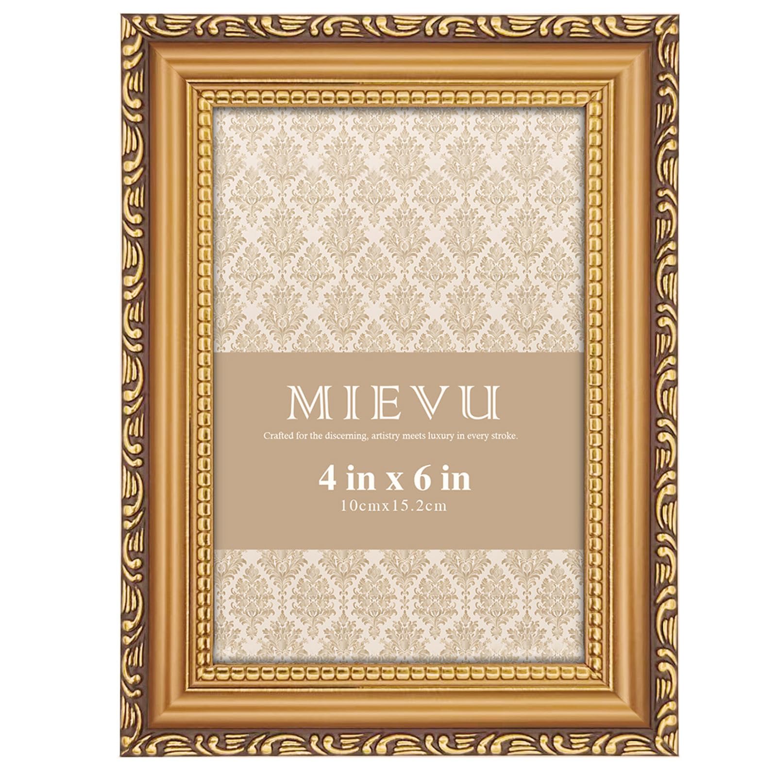 MIEVU 4×6 Picture Frame Gold - Picture Frames for Wall Hanging And Tabletop Display, Ornate Photo Frame for Poster,Vintage Frames,Christmas Frames,with Durable Plexiglass