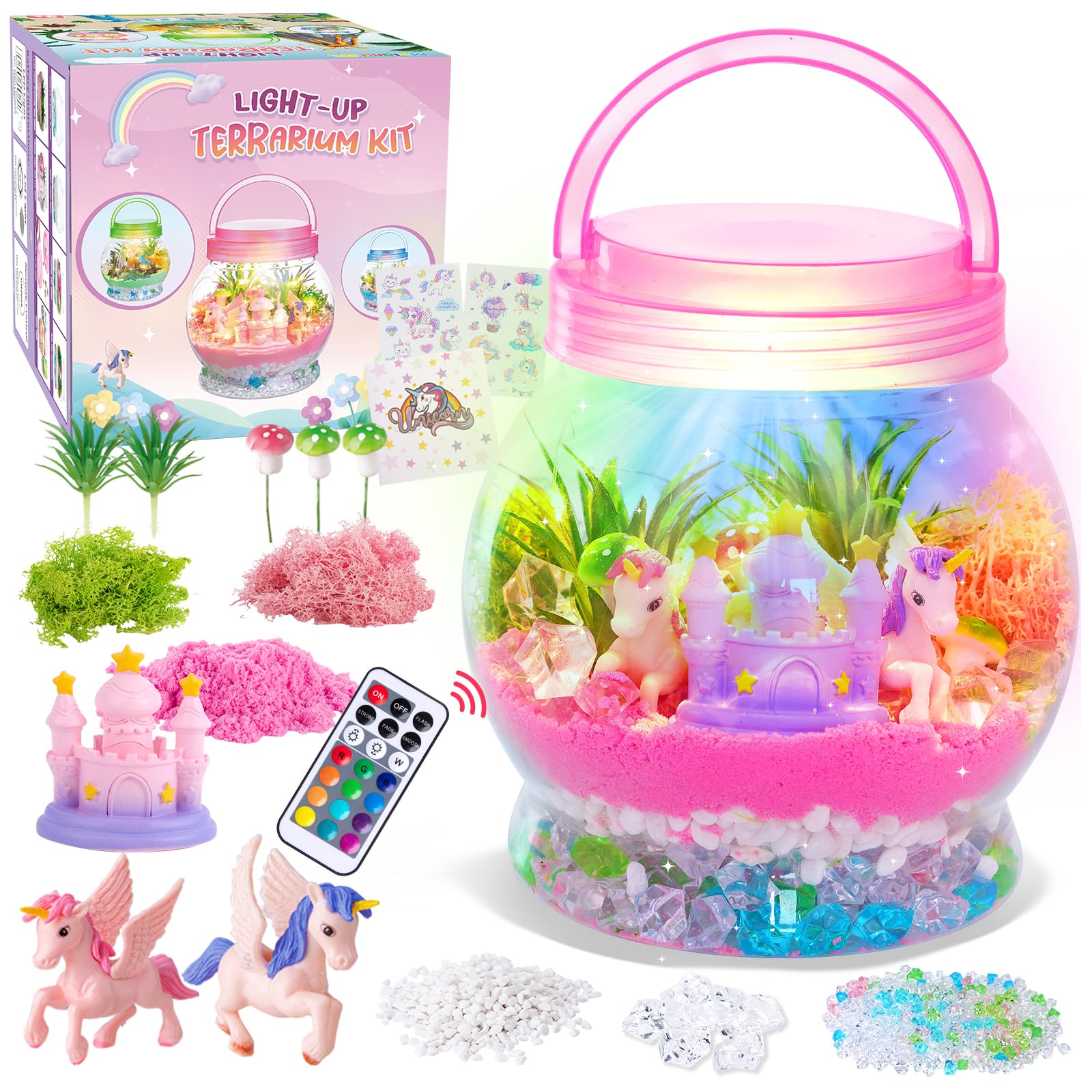 MELAND Unicorn Terrarium Kit for Kids, Craft Kits for Kids Girls Birthday Presents, Unicorn Toys Gifts for Girls 5 6 7 8 + Years Old