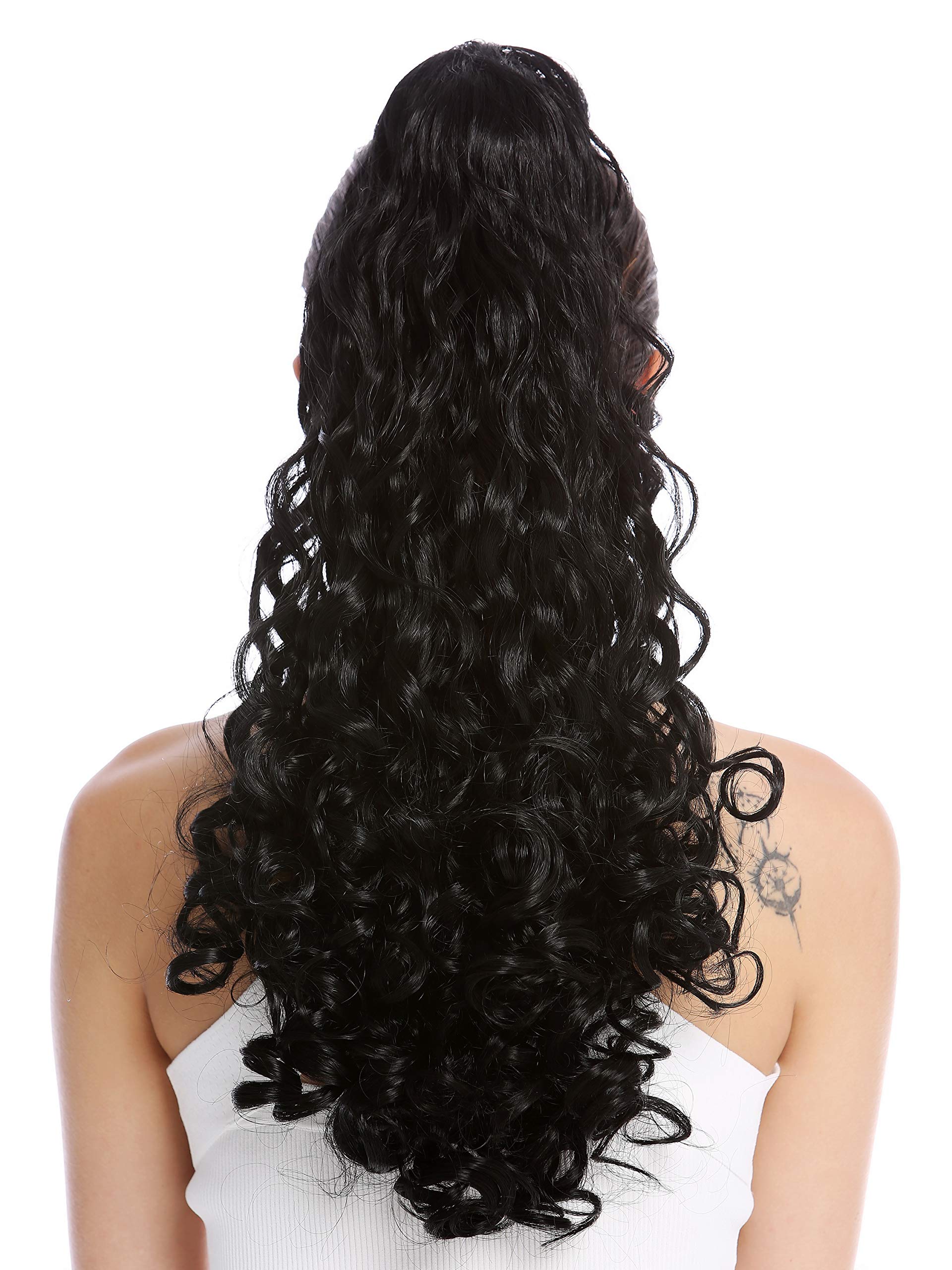 WIG ME UP - 19AXL-V-1 Ponytail Hairpiece Extensions very long voluminous curled curls black 20inch