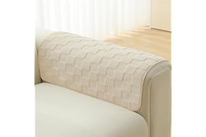 Foxdecor Fuzzy Couch Arm Covers Recliner Arm Covers, Arm Chair Covers Set of 2, Non-Slip Chair Arm Covers, Arm Rest Cover for Sofa, Armchair Slipcovers Couch Arm Protector (Cream White 20x20 inch)