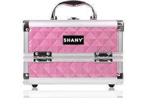 SHANY Chic Makeup Train Case Cosmetic Box Portable Makeup Case Cosmetics Beauty Organizer Jewelry storage with Locks, Multi trays Makeup Storage Box with Makeup Mirror - Polite PINK