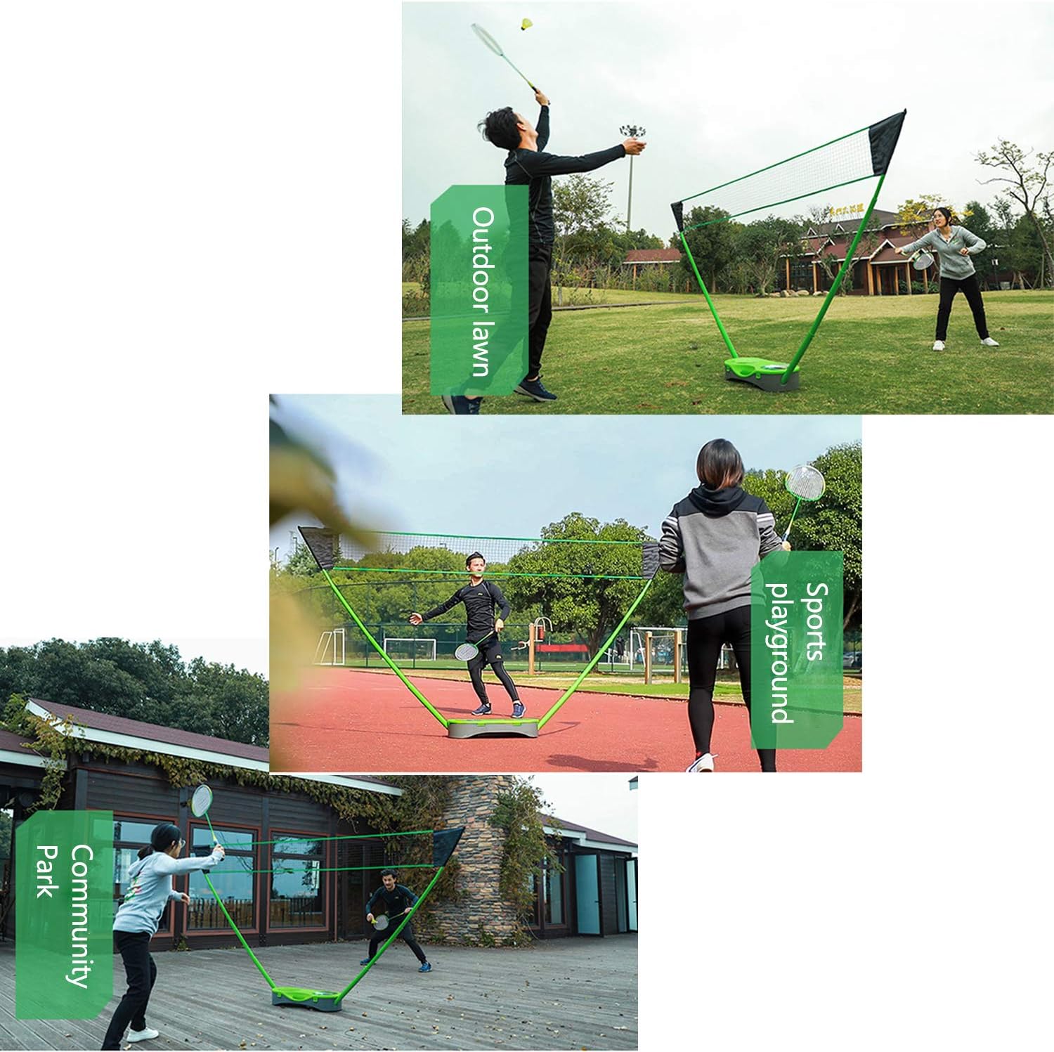 FBSPORT Portable Badminton Net Set with Storage Base, Folding Volleyball Badminton Net with 2 Badminton Rackets 2 Shuttlecocks 10x5 ft Net, Easy Setup for Beach Backyard Combo Set Sport Games : Sports & Outdoors