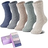 SISOSOCK 5 Pairs Fuzzy Soft Cozy Fluffy Socks for Women, Casual Thick Plush Comfy Sleep Socks, Warm Winter Gifts for Women