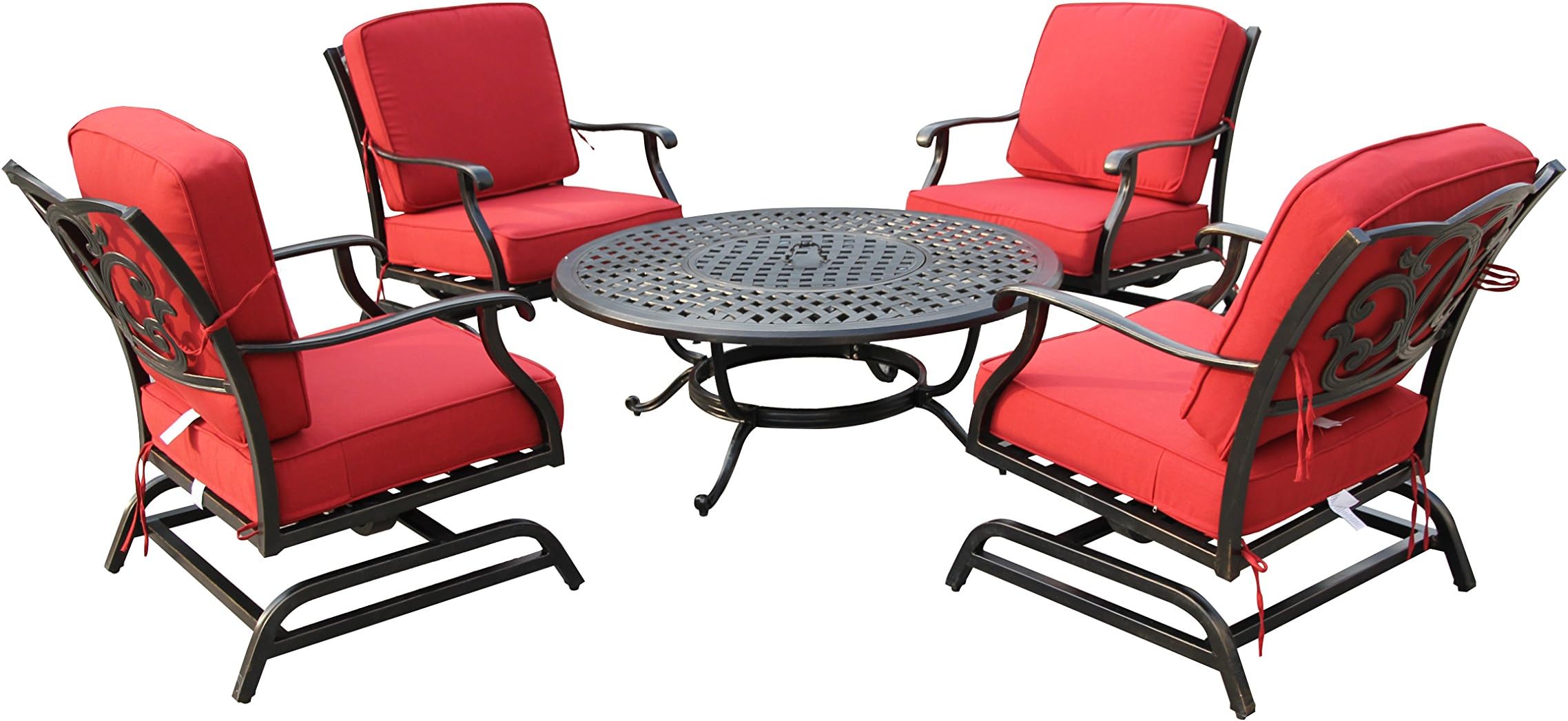 5 Piece Chat Set with Fire Table Patio Furniture