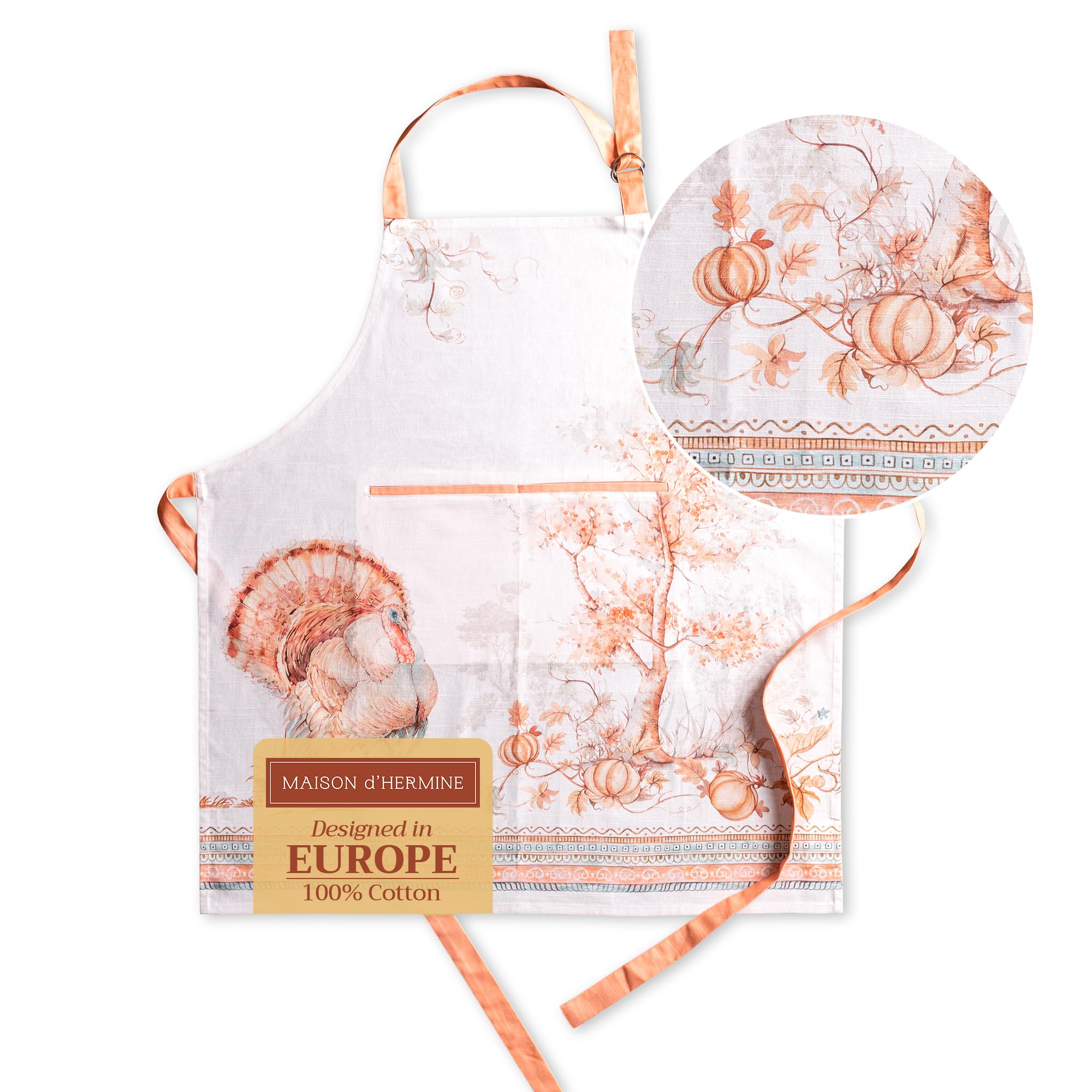 Maison d' Hermine 100% Cotton Apron for women with Pocket Kitchen Chef Autumn Apron for Men Cooking Gardening Server Waitress Maid - (Giving Thanks, 85 cm x 70 cm) — image 1