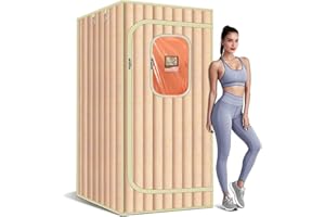 Bosynoy Personal Sauna Box for Home Without Steamer, Portable Sauna Box Insulated Locks in Heat, 1 Person Tent for Relaxation & Spa Comfort, 2.62FT x 2.62FT x 5.90FT, Warm Brown