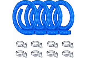 Homyplaza Replacement Pool Hoses for Above Ground Pools, 4 Pack, 1-1/4" Diameter x 59" Length, Includes 8 Metal Clamps, Compatible with Intex Pool Filter Pump 607, 637