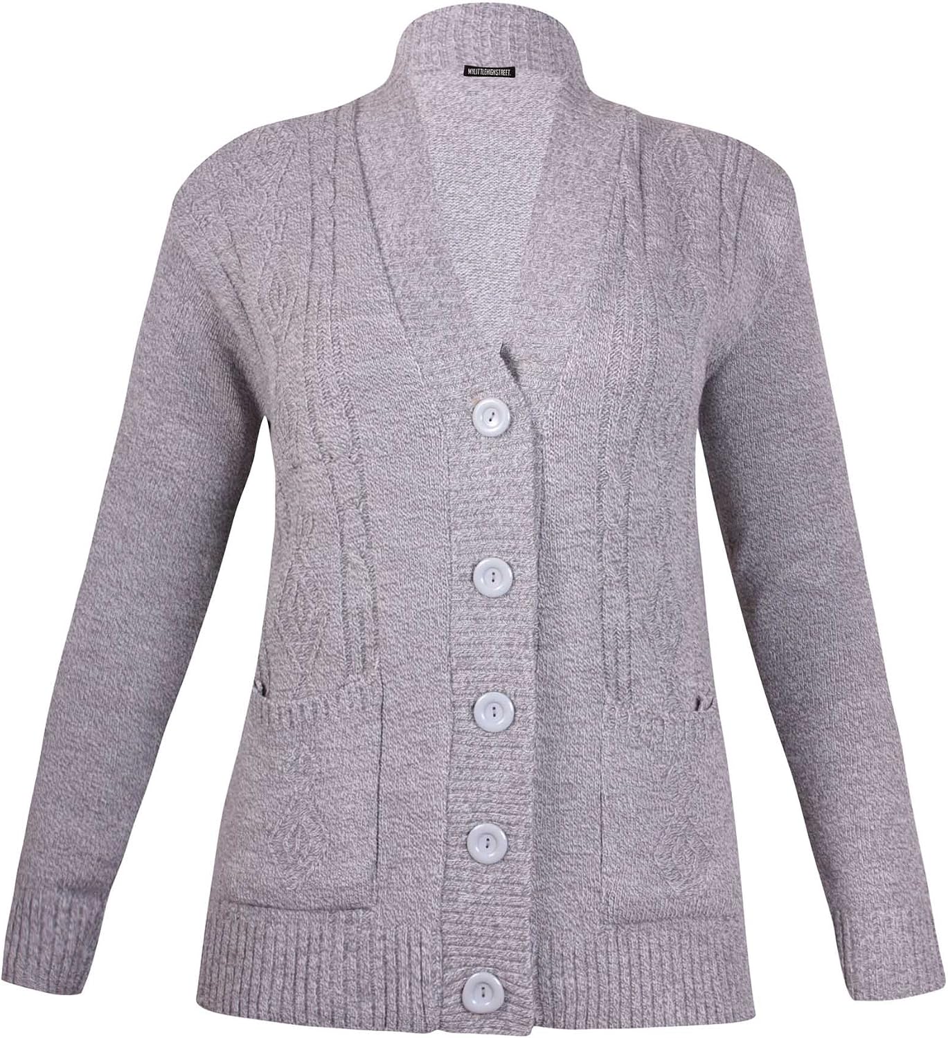Purple Hanger Womens Plus Size Knit Pattern Ladies Long Sleeve Button