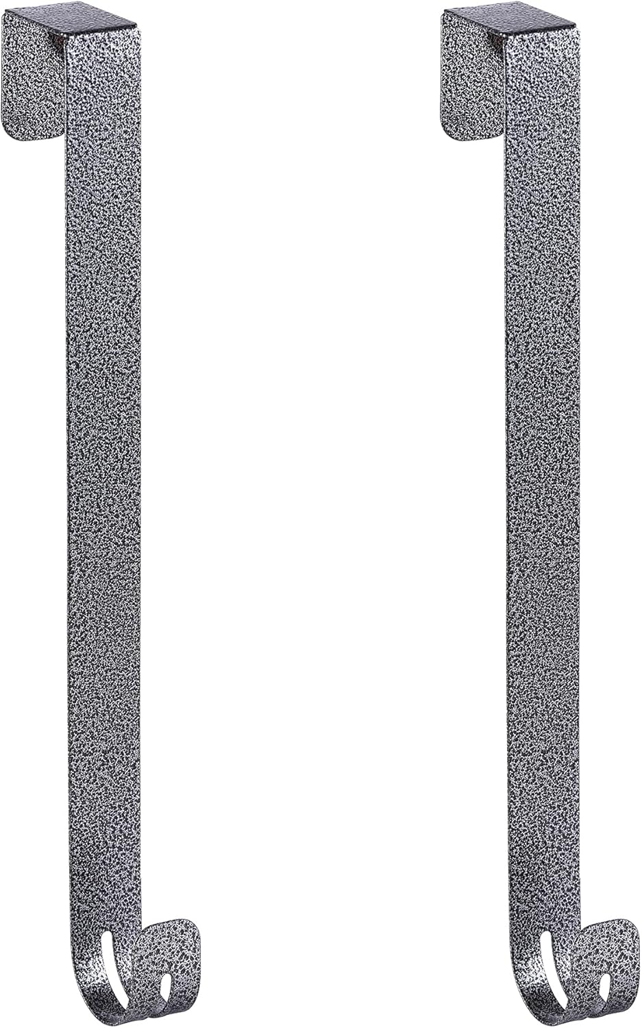 Wreath Hangers - GLY OKKGLY 15 Inch Wreath Hangers Over Door for Christmas Decoration Halloween Holiday Metal Hook 2 Pack, Anti-silver