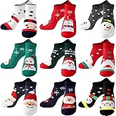 JaGely 9 Pairs of Christmas Cute Ankle Socks Indoor Cozy Women's Slipper Socks for Holiday Xmas Winter Gifts