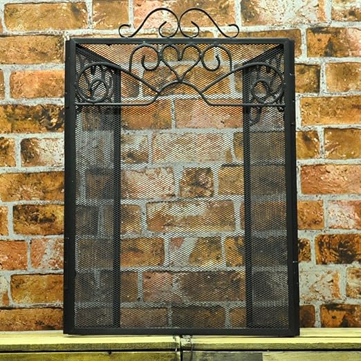 25" Black Metal Fire Guard Screen Metal Panel Fireguard for Fireplace