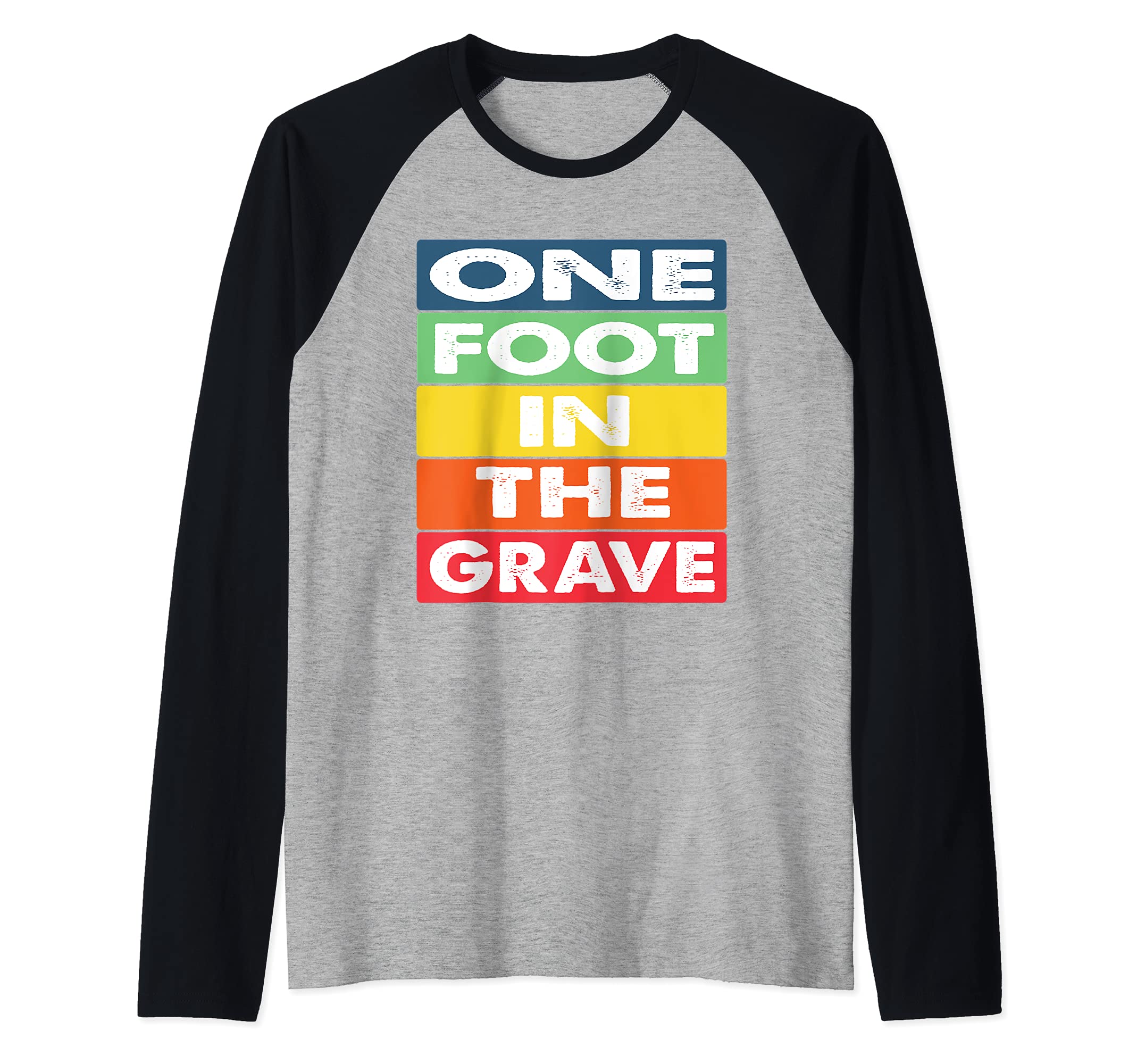One Foot in the Grave Amputee Wheelchair Design For Amputee Raglan Baseball Tee